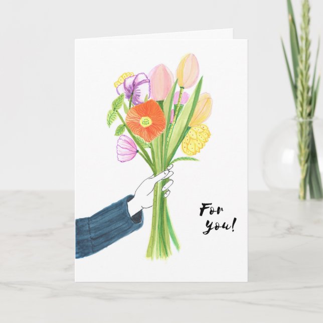 Vibrante tarjeta de cumpleaños Floral (Anverso)