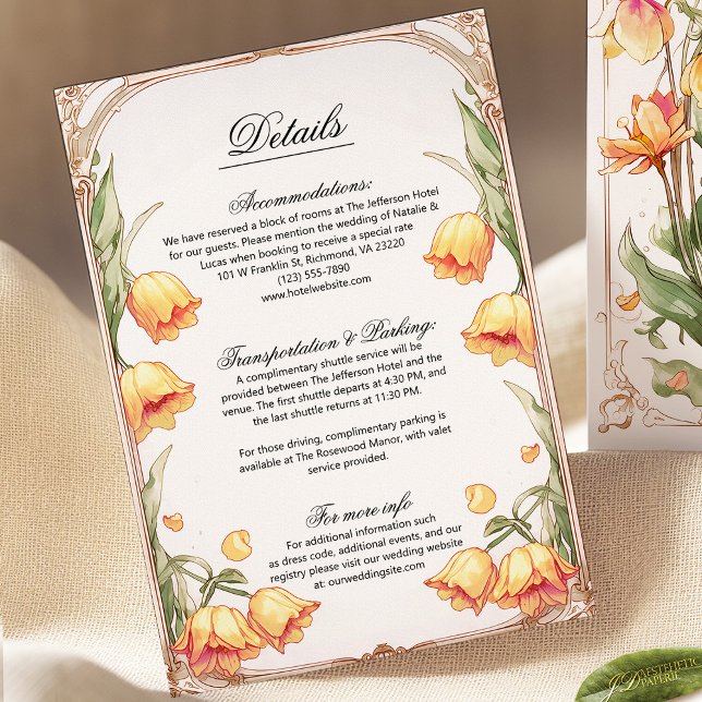 Vibrante tarjeta de detalles del Boda floral amari (Subido por el creador)
