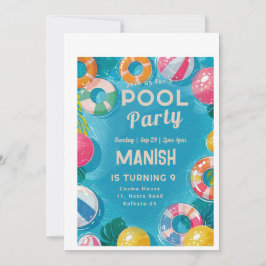 Vibrante tarjeta de invitación al cumpleaños del F