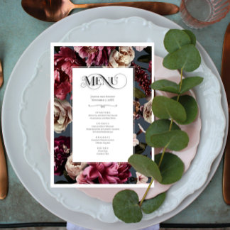 Vibrante tarjeta de menú floral