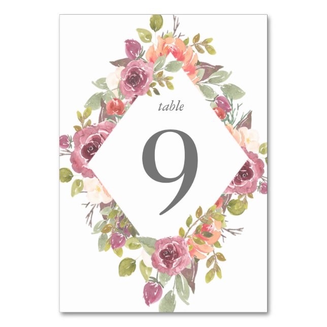 Vibrante tarjeta de mesa floral de verano (Anverso)
