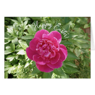 Vibrante tarjeta de Pascua de Flor Rosa Peony