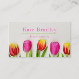 Vibrante tarjeta de visita de flores de tulipanes 