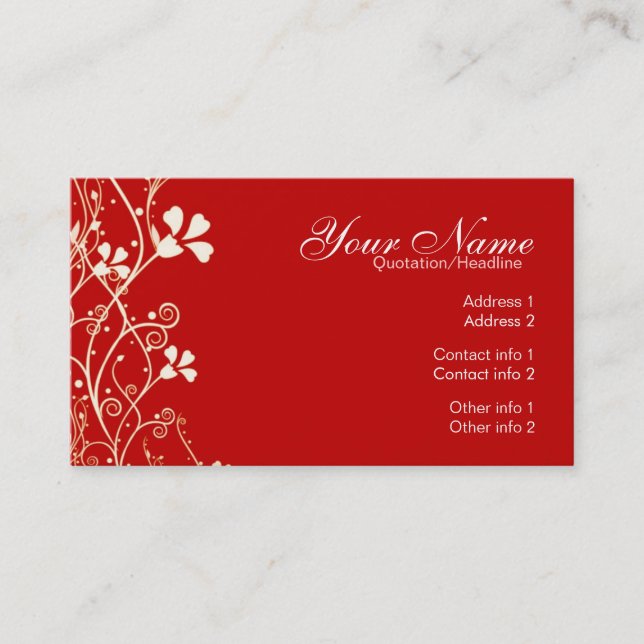 Vibrante tarjeta de visita de Red Florali (Anverso)