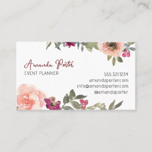 Vibrante tarjeta de visita Floral Floral Femenina