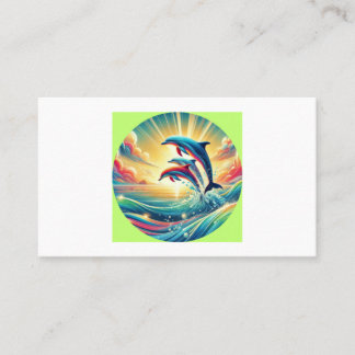 Vibrante tarjeta de visita para delfines oceánicos