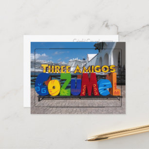 Vibrante tarjeta postal de Rótulo de Cozumel