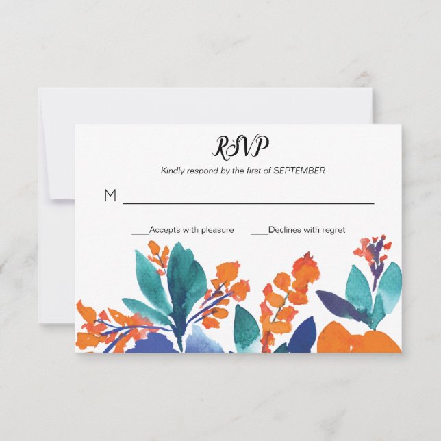 Vibrante tarjeta RSVP de Bloom Floral (Anverso)