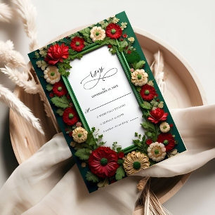 Vibrante Tarjeta RSVP de Boda Verde Real de Boda