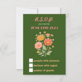 Vibrante Tarjeta RSVP Retro Floral