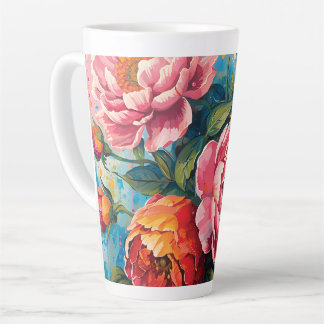 "Vibrante taza de latte floral - Copa de café para