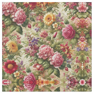 Vibrante tela de algodón floral - Un yard de elega