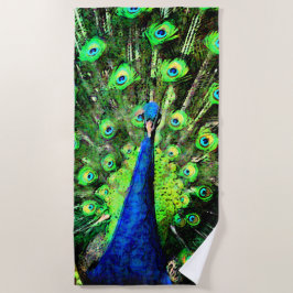 Vibrante Toalla de Playa Peacock