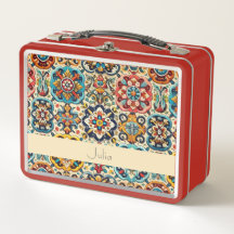 Vibrantes azulejos rojos mexicanos personalizados