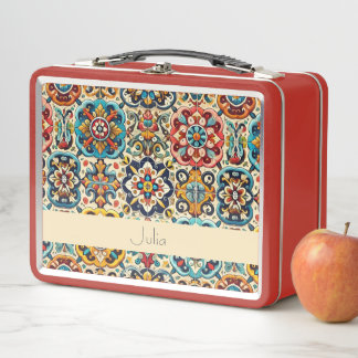 Vibrantes azulejos rojos mexicanos personalizados