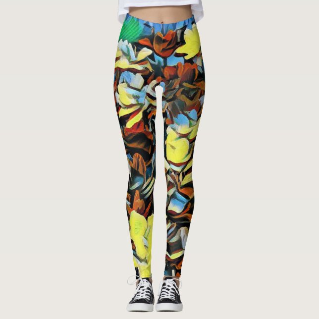 Vibrantes Leggings Florales Multicoloreadas (Anverso)