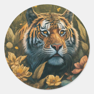 Vibrantes Pegatinas de la Ronda de Diseño de Tigre