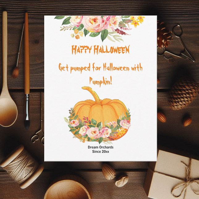 Vibrantes Rosas de color de la calabaza Naranja de (Vibrant Orange Halloween Pumpkin Watercolor Roses)