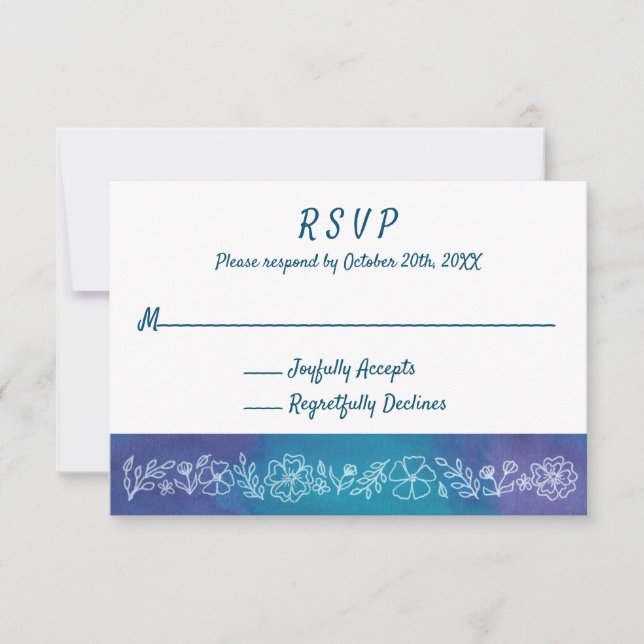 Vibrantes tarjetas RSVP Floral (Anverso)