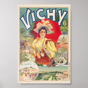 Vichy. 6 horas de París Póster Antiguo 1895