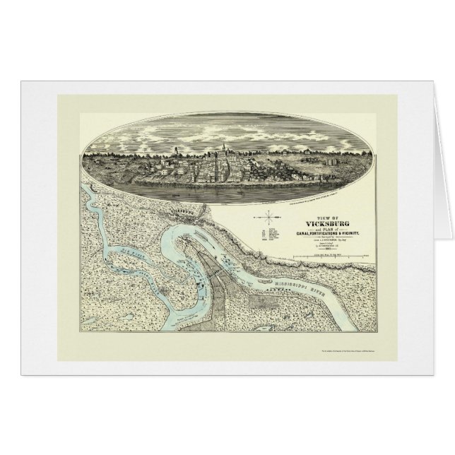 Vicksburg, mapa panorámico del ms - 1863 (Anverso (Horizontal))