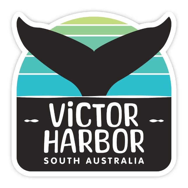 Victor Harbor, Pegatina de Australia del Sur (Victor Harbor, South Australia Whale Tail Retro Arch Shaped Sticker)