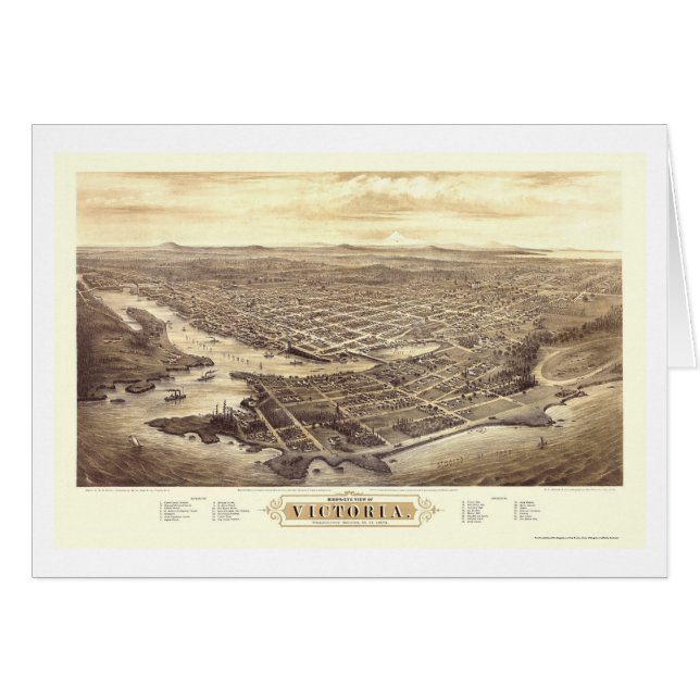 Victoria, A.C., mapa panorámico de Canadá - 1878 (Anverso (Horizontal))