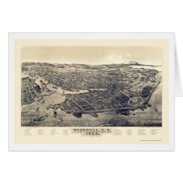 Victoria, A.C., mapa panorámico de Canadá - 1889 (Anverso (Horizontal))