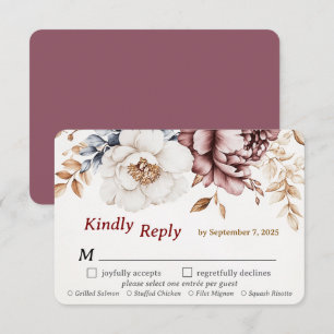 Victoria Peony Luxe Wedding RSVP Comida con tarjet