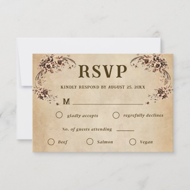 Victorian Floral Wedding RSVP (Anverso)