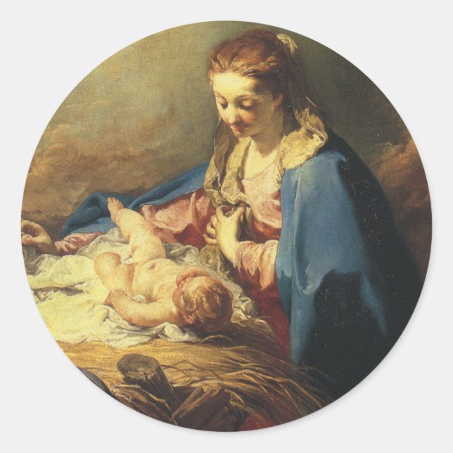 Victorian Madonna y pegatina del navidad del niño (Anverso)