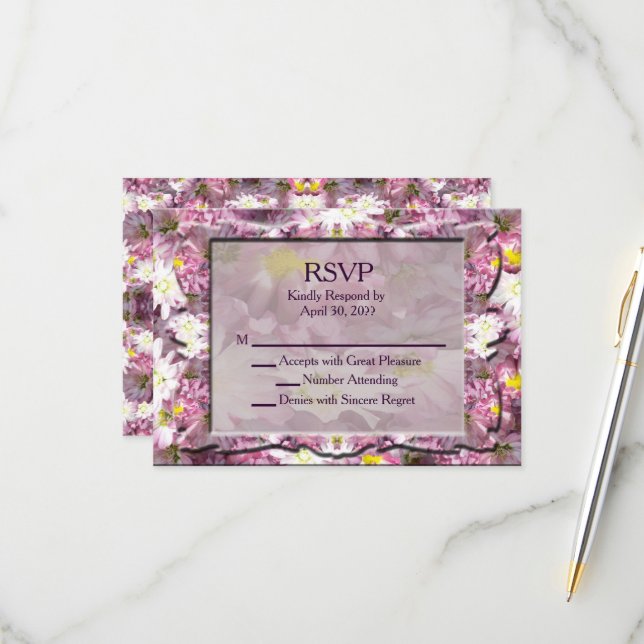 Victorian Mauve Floral RSVP (Anverso/Reverso In Situ)