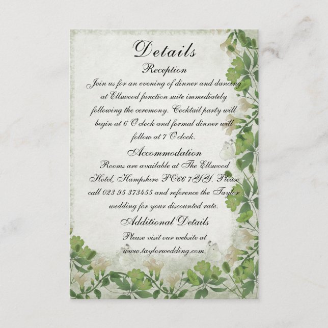 Victorian Meadow - vertical de tarjeta de recinto  (Anverso)