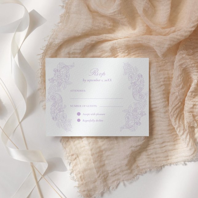 Victorian Pastel Purple Wedding RSVP Card (Subido por el creador)