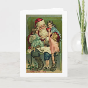 Victorian Santa y tarjeta de Navidad de los niños