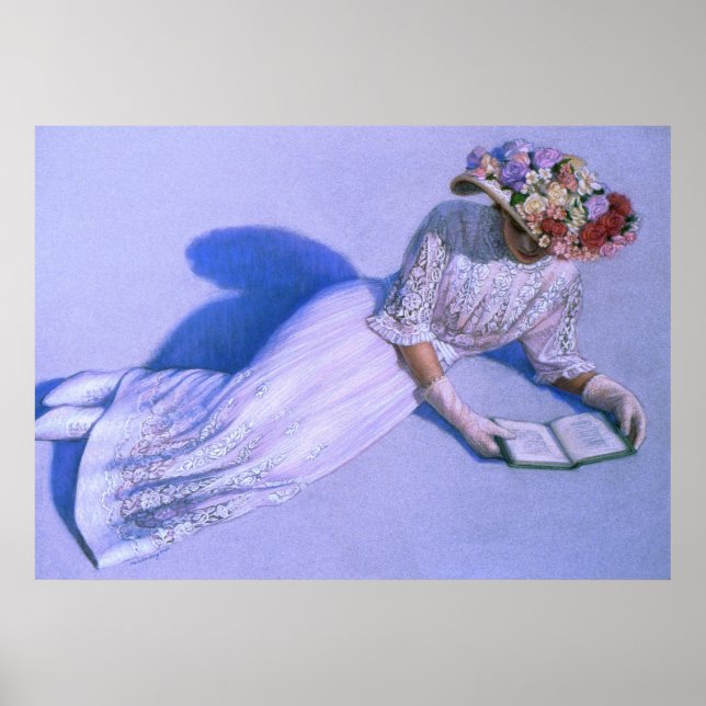 Victoriana Lady Reading Elegante Decoración Poster (Frente)