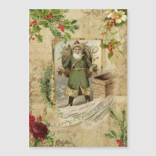 Victoriano Padre Navidad Floral Ephemera