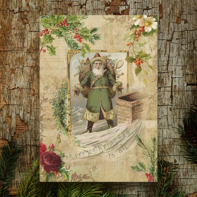 Victoriano Padre Navidad Floral Ephemera (Subido por el creador)