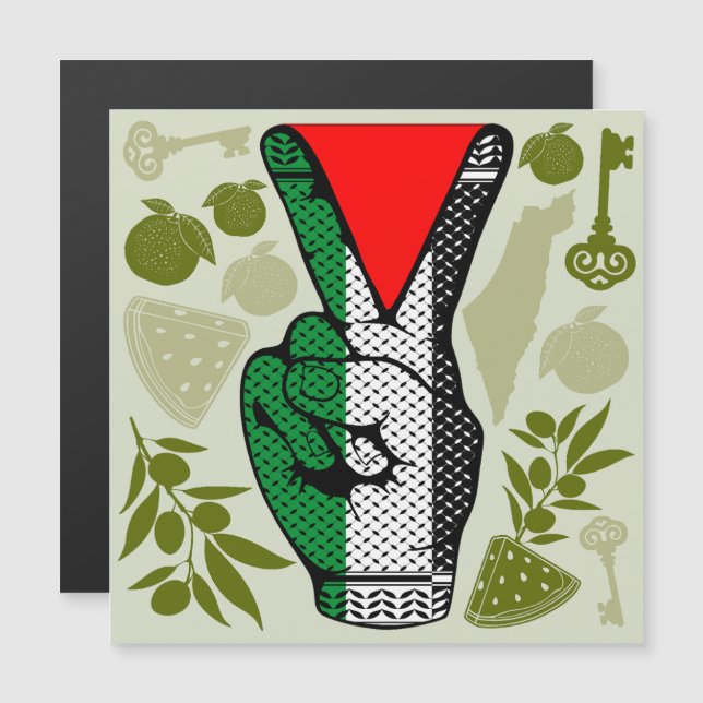 Victory Sign Hand Resistance Red Triangle Symbol (Anverso/Reverso)