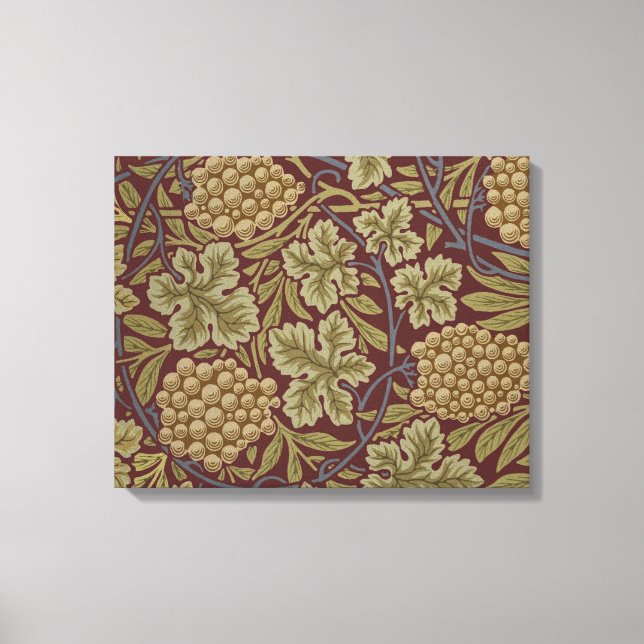 Vid de uva de William Morris Rojo Verde Arte (Anverso)