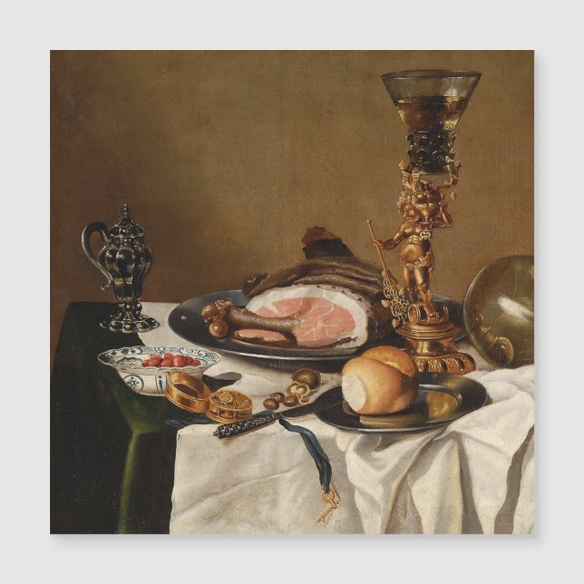 Vida con jamón, libros y naves ornamentales (Anverso)