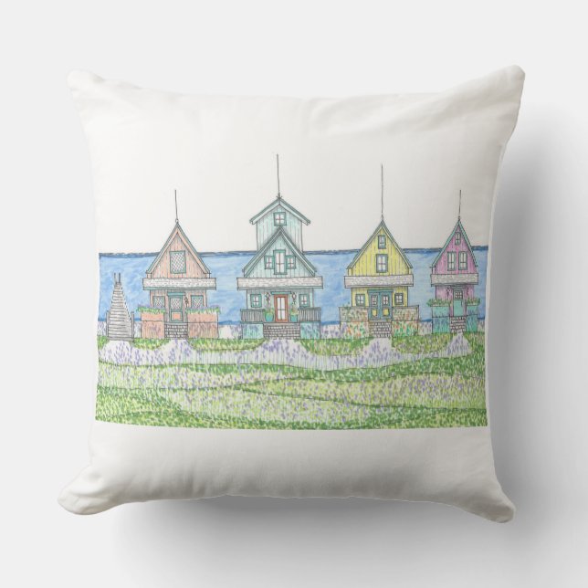 Vida de cabaña de playa 1; Almohada exterior; Azul (Anverso)