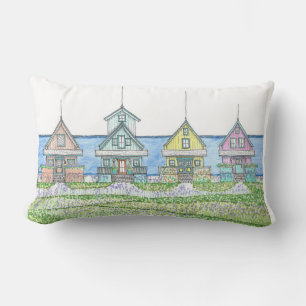 Vida de cabaña de playa 1; Almohada lumbar; Azul