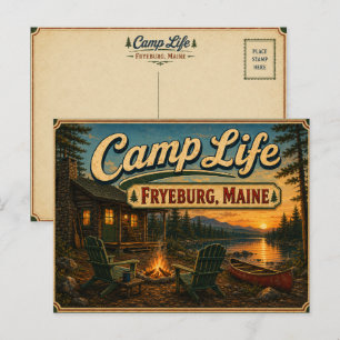 Vida de campamento en Fryeburg Maine Tarjeta posta