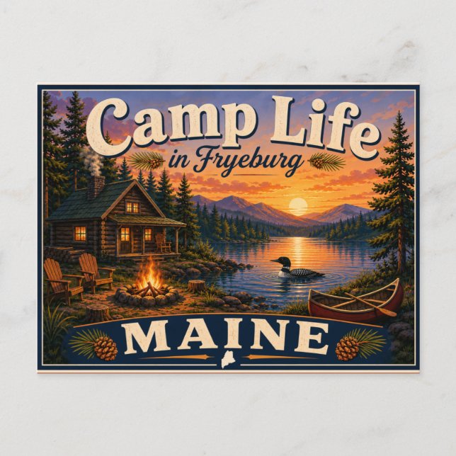 Vida de campamento en Fryeburg Maine Tarjeta posta (Anverso)