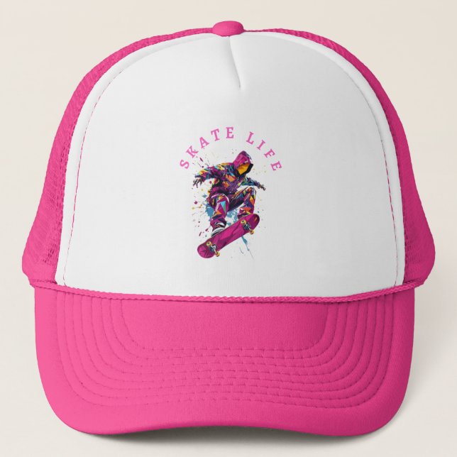 Vida De Patinaje Rosa Por Happie Hoodie, Gorra De  (Anverso)