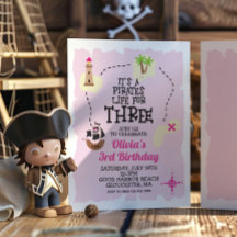 Vida de pirata para invitación de cumpleaños TRES 