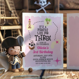 Vida de pirata para invitación de cumpleaños TRES