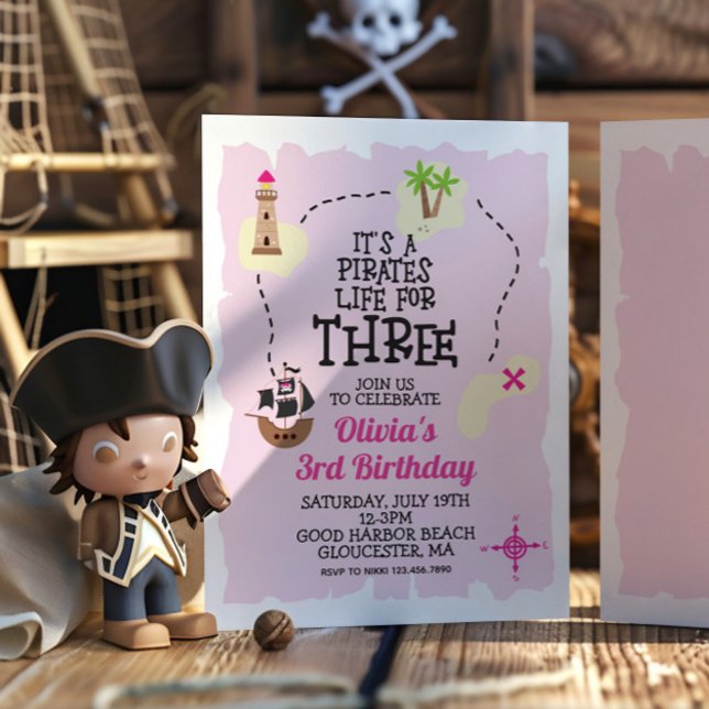 Vida de pirata para invitación de cumpleaños TRES  (Subido por el creador)