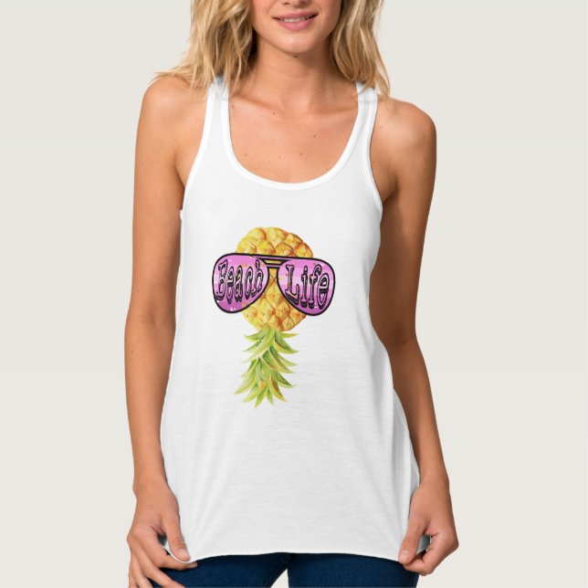 Vida de playa al revés de la camiseta de piña (Anverso)